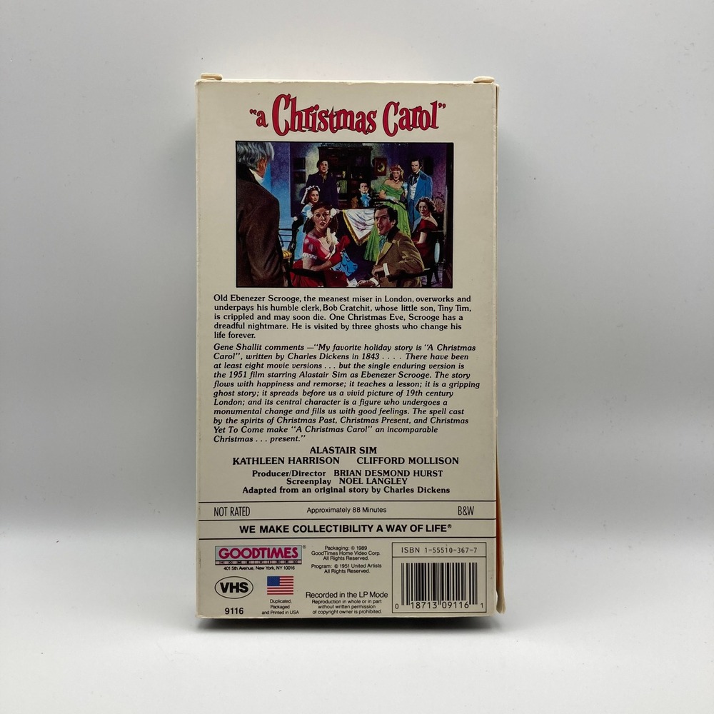 A Christmas Carol Movie (VHS Cassette Tape, 1951) Alastair Sim Kathleen Harrison - Picture 2 of 2